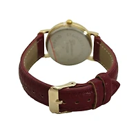 Olivia Pratt Burgundy Bicycle Face Leather Strap Watch