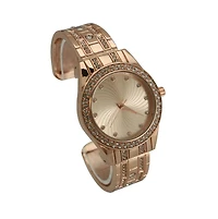 Olivia Pratt Rose Gold Rhinestone Shiny Bangle Watch