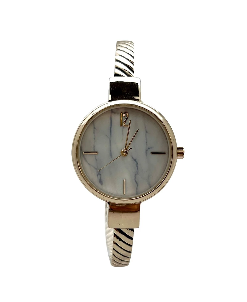 Olivia Pratt Gold Every Day Thin Marble Face Bangle Women Watch