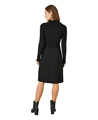 Yumi Women's Belted Rib Knit Midi Dress With Pockets