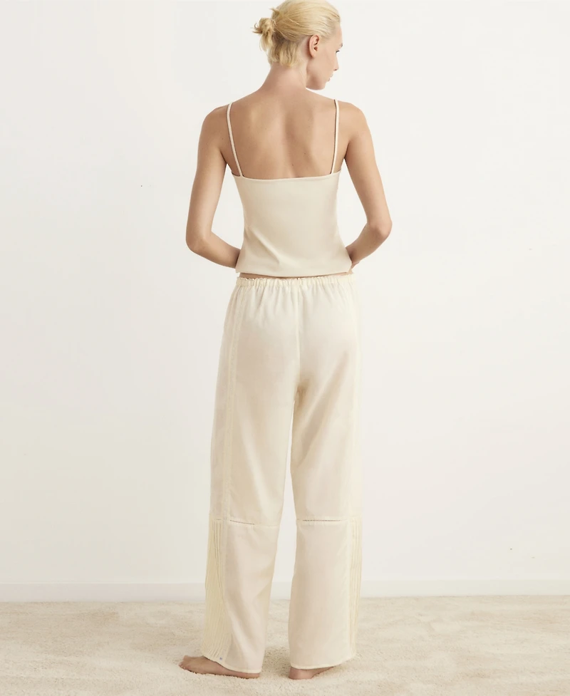 Mango Women's Drawstring Cotton Lace Pajama Pants