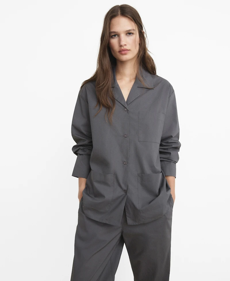 Mango Women's Poplin Pajama Shirt