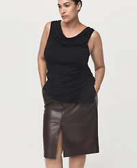 Mango Women's Leather-Effect Pencil Skirt