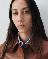 Mango Women's Leather Bomber Jacket
