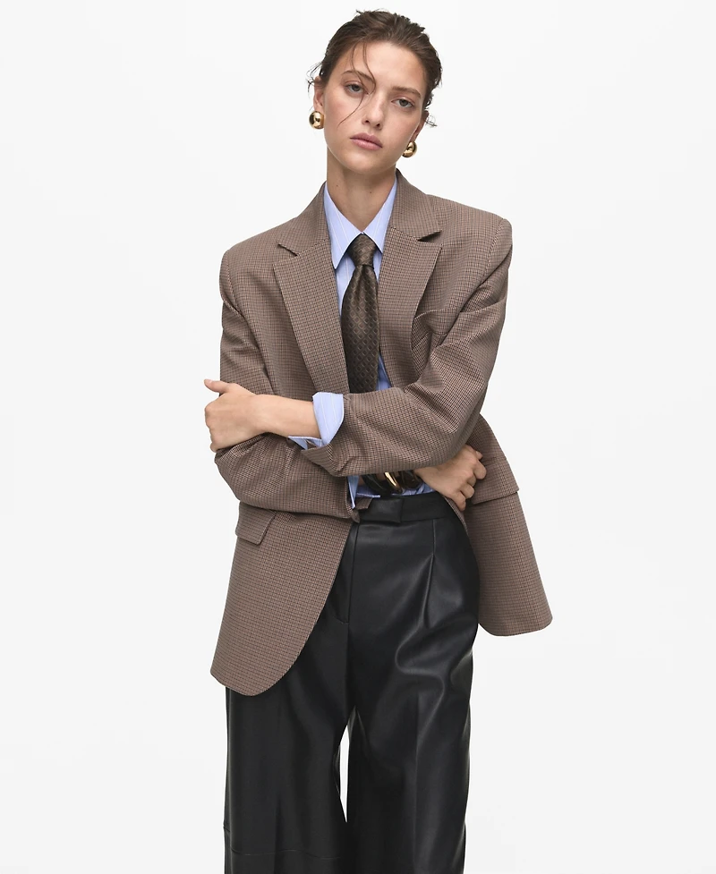 Mango Women's Leather-Effect Wide-Leg Pants