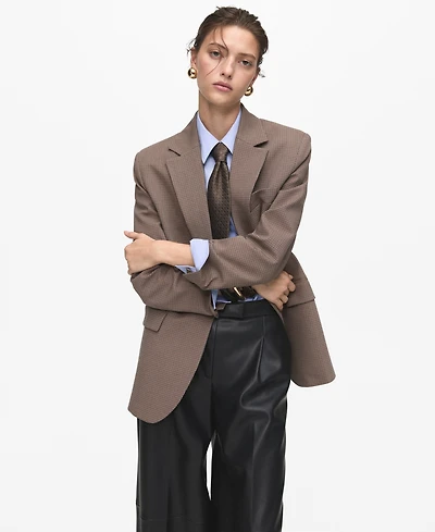 Mango Women's Leather-Effect Wide-Leg Pants