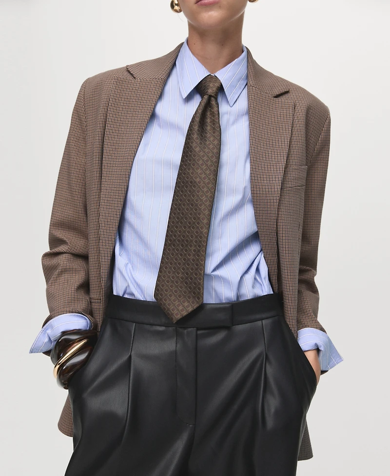 Mango Women's Leather-Effect Wide-Leg Pants