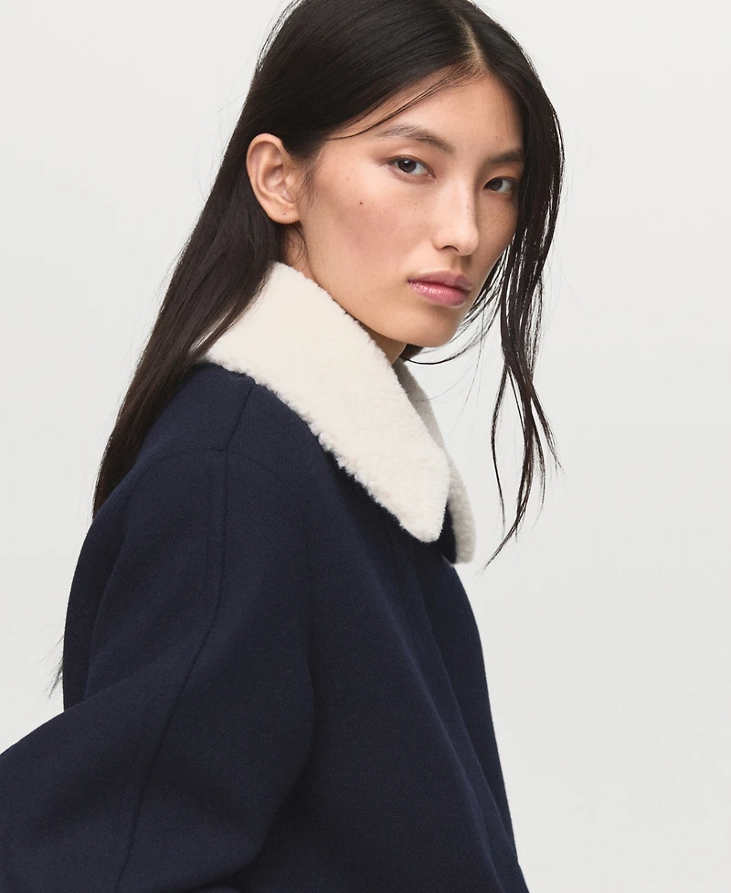 Mango Women's Borg Collar Wool Blend Jacket