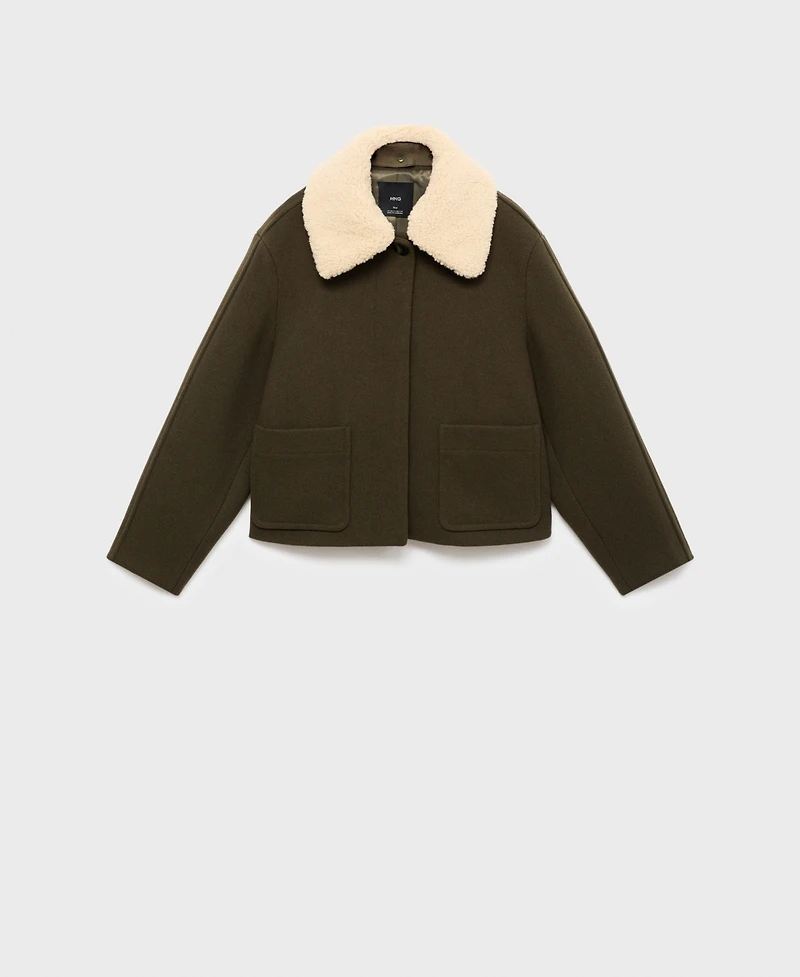 Mango Women's Borg Collar Wool Blend Jacket