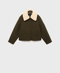 Mango Women's Borg Collar Wool Blend Jacket