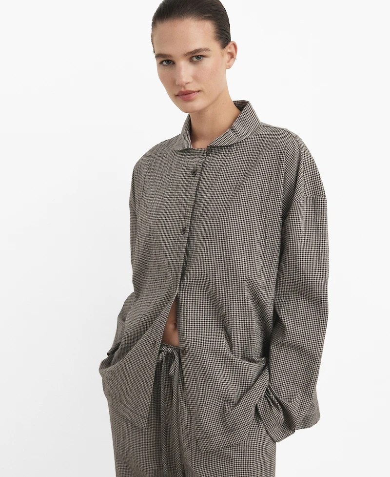 Mango Women's Two-Piece Cotton Gingham Pajamas