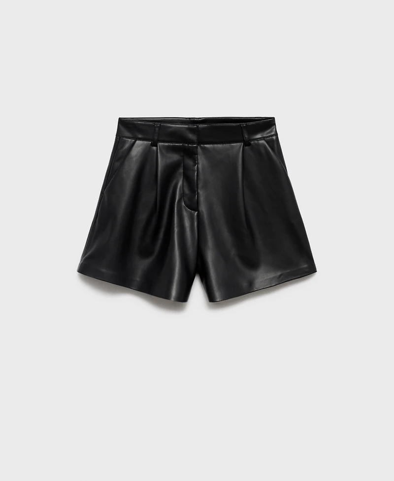 Mango Women's Skin-Effect Pleated Shorts