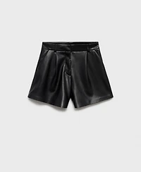 Mango Women's Skin-Effect Pleated Shorts