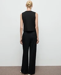 Mango Women's Pleated Wide Leg Pants