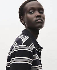 Mango Women's Striped Polo-Neck T-Shirt