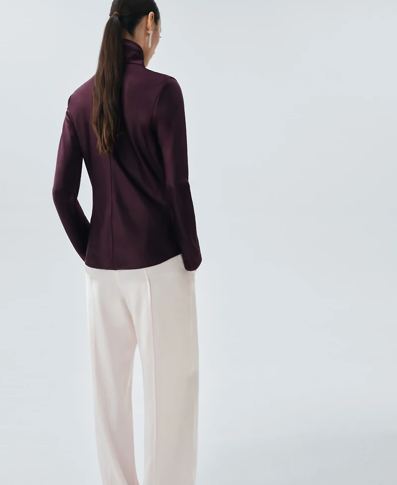 Mango Women's High Collar Satin Blouse