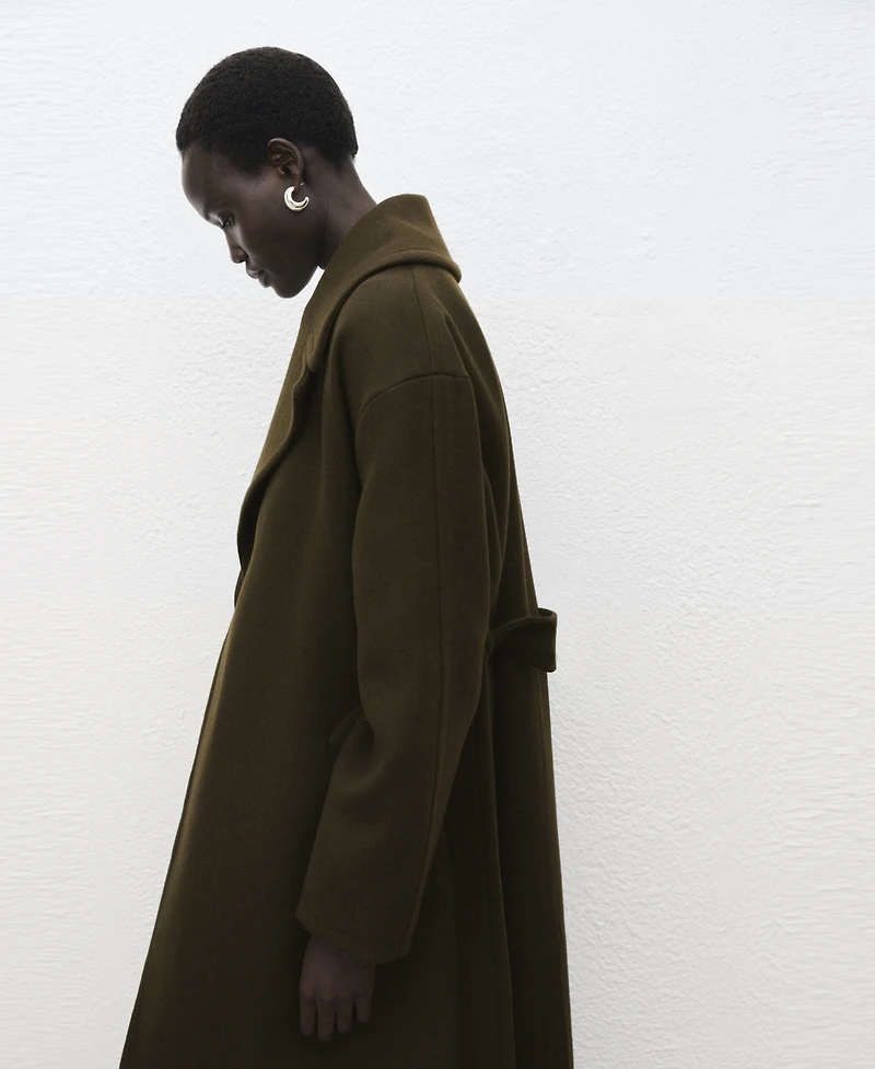 Mango Women's Belted Virgin Wool Coat