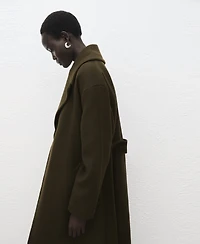Mango Women's Belted Virgin Wool Coat