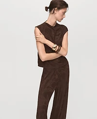 Mango Women's Jacquard Floral-Print Straight Pants