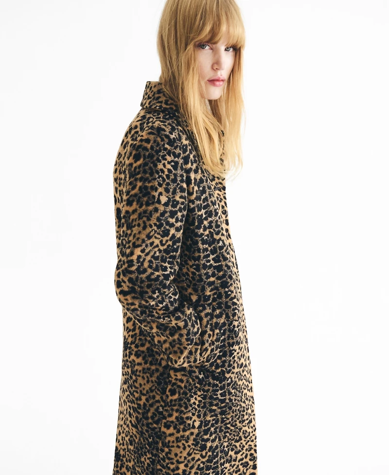 Mango Women's Leopard-Print Long Coat