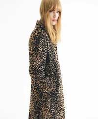 Mango Women's Leopard-Print Long Coat
