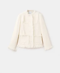 Mango Women's Frayed Ends Tweed Jacket