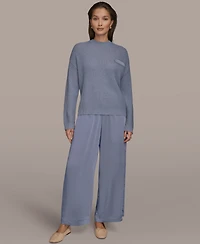 Donna Karan Weekend Women's Long Sleeve Waffle Stitch Sweater