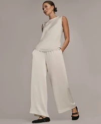 Donna Karan Weekend Womens Sleeveless Fringe Trim Blouse Pull On Pants