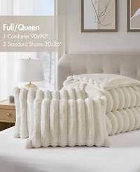 Madison Park Jasmine Faux Fur Reverse to Velvet 3-Pc. Comforter Set