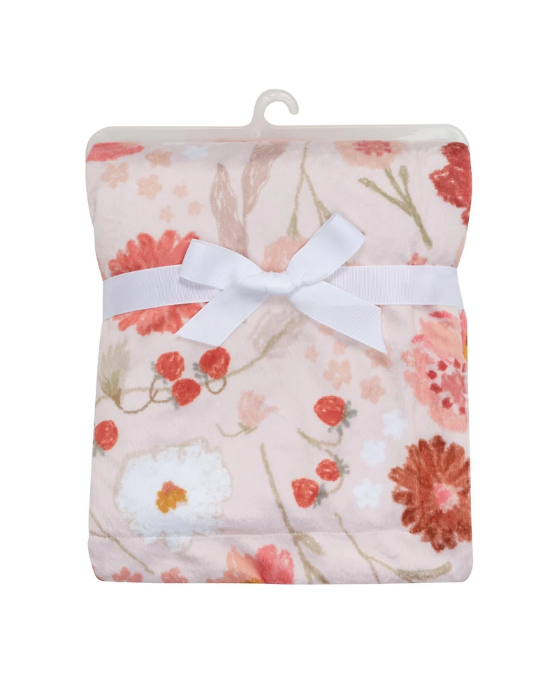 Bedtime Originals Flower Power Floral/Strawberry Soft/Cozy Fleece Baby Blanket