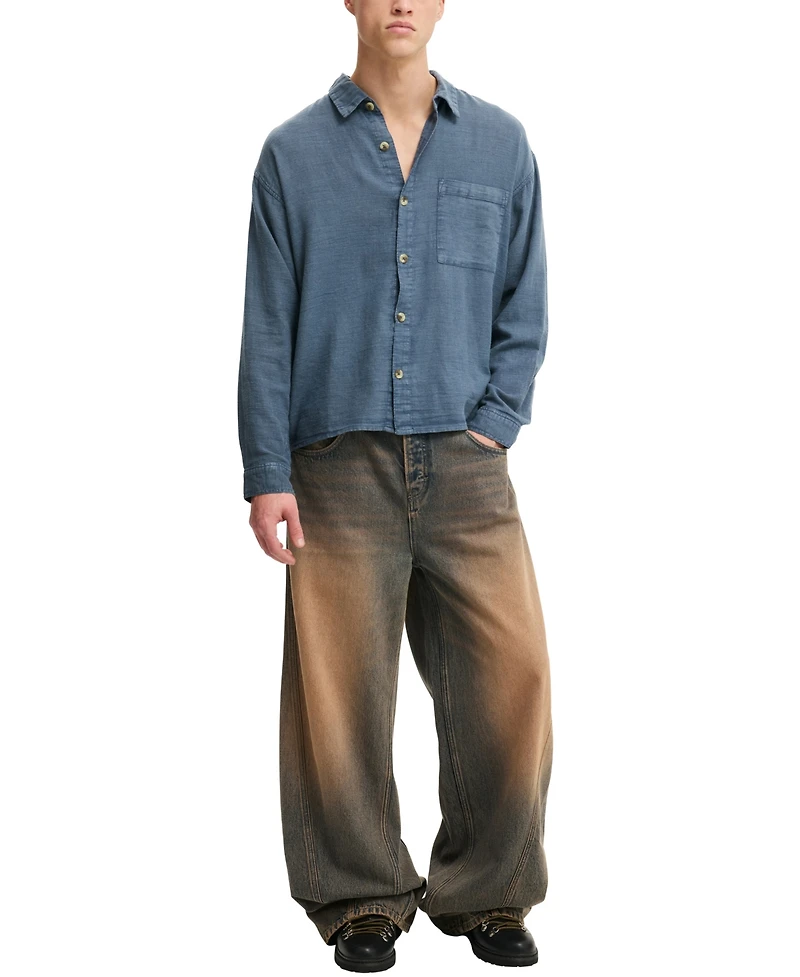 Cotton On Men's Washed Long-Sleeve Shirt