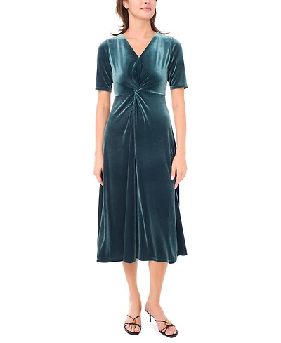Msk Women's V-Neck Twist Front Midi Dress