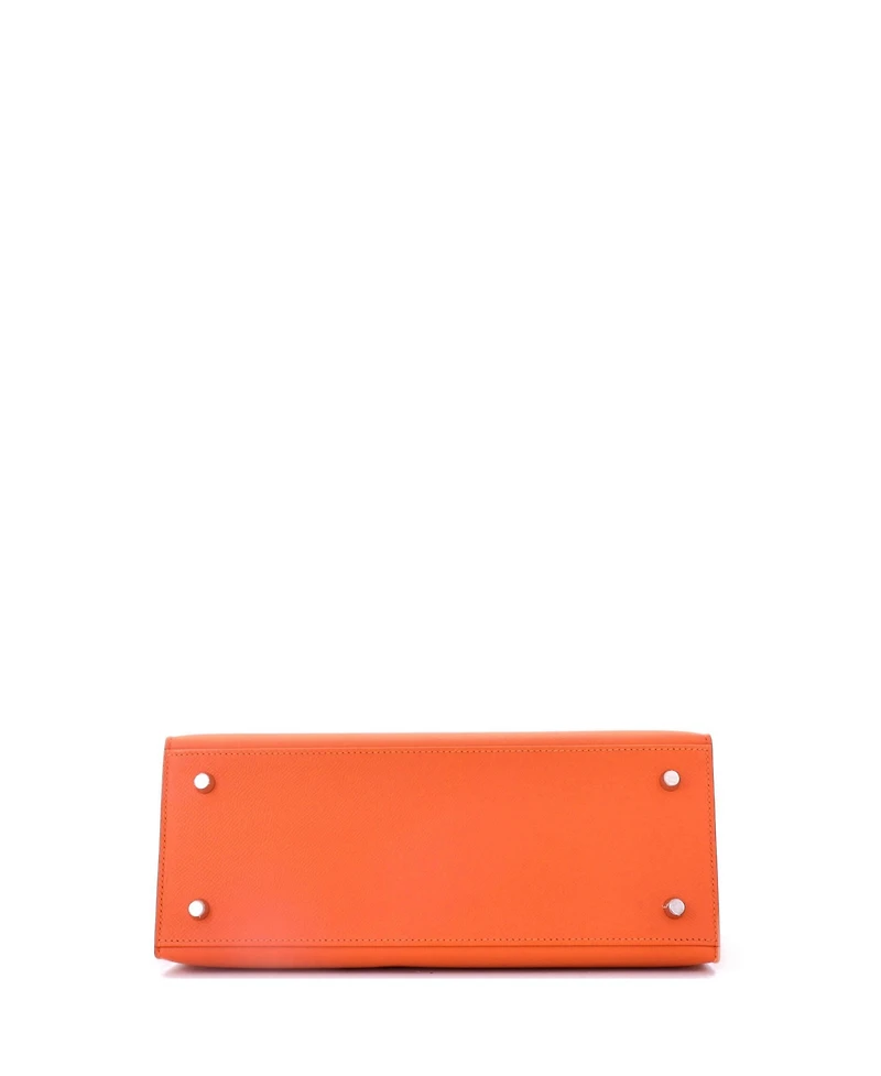 Pre-Owned HERMA‰S Kelly 28 Handbag Orange Epsom with Palladium Hardware