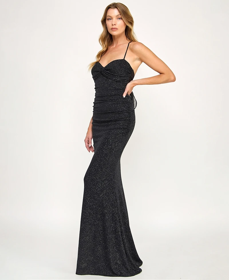 City Studios Juniors' Glitter Tie Back Maxi Dress
