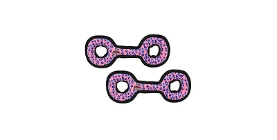 Tuffy Medium Tug-o-War Pink Leopard 2 Pack, Durable Plush Squeaky Dog Toy