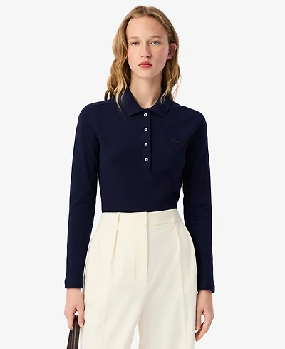 Lacoste Usa Women's Slim-Fit Long Sleeve Top