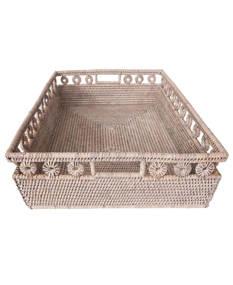 Artifacts Rattan Inna Design Rectangle Basket with Cutout Handles