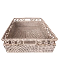 Artifacts Rattan Inna Design Rectangle Basket with Cutout Handles