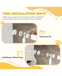 PawHut 67" Extra Tall Pet Gate, 30"-41" Dog Gate with Cat Door,
