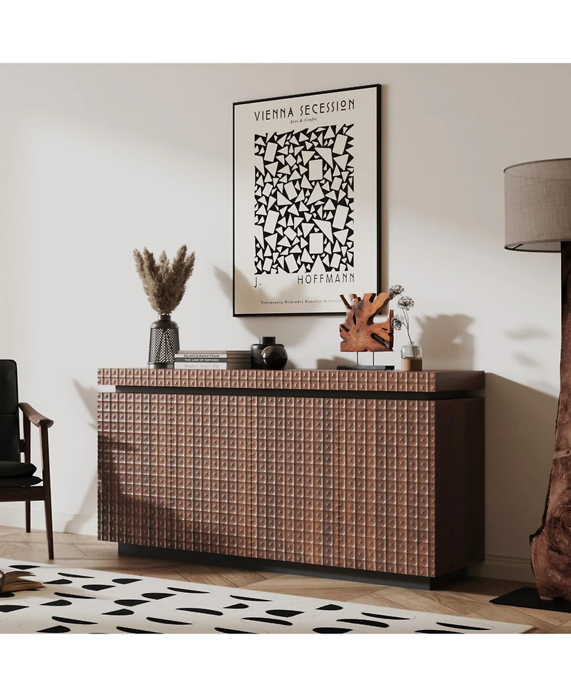 Streamdale Modern 4-Door Sideboard Buffet Cabinet (Brown)