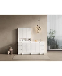 Streamdale 72" White Vanity Combo: 4-Storage & 2-Wall Cabinets, Soft Close