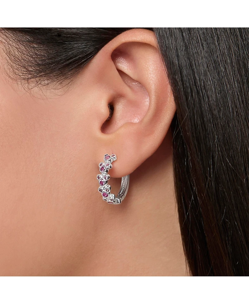 Disney Mickey Mouse Endless Hoop Earrings Cubic Zirconia Disney Pink Hoops