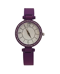 Purple Solid Colors And Rhinestone Detail Bangle Watch