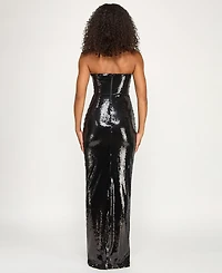 Seni & Cade Women's Bow Sequin Strapless Long Dress