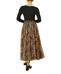 Yumi Women's Mesh Heart Print Tulle Skirt