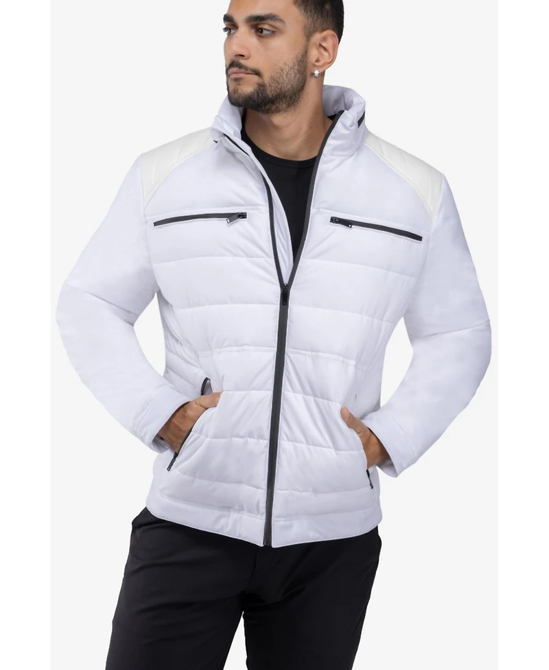 Xray Men's Puffer Jacket With Pu Shoulder