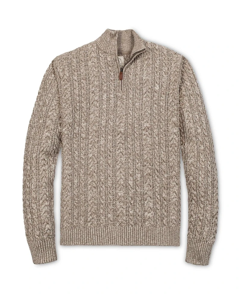 Hope & Henry Men's Organic Half Zip Cable Pullover Sweater