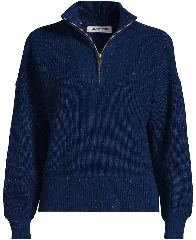 Lands' End Plus Size Drifter Shaker Wedge Quarter Zip Sweater