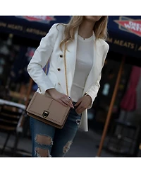 Leather Crossbody Purse Shoulder Bag with Gold Chain Strap Evening Clutch Style