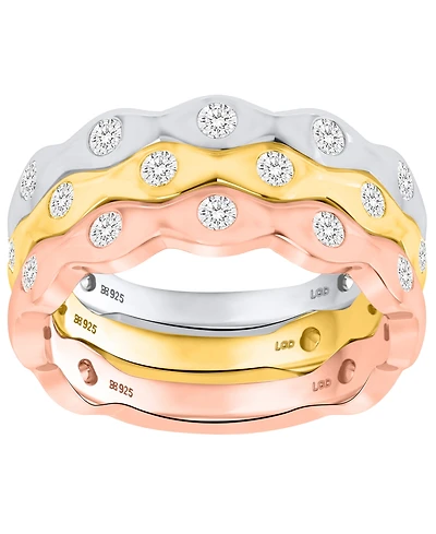 Forever Grown Diamonds 3-Pc. Lab-Grown Diamond Stack Ring (1.ct. t.w.) Set Sterling Silver, 14K Yellow Gold Plating & Rose Sterlin